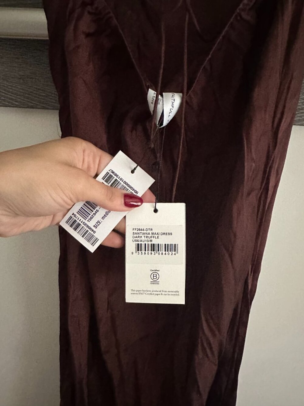 FAITHFULL Santiana Maxi Dress – Dark Truffle – US 6 / M – NWT - Picture 3 of 6